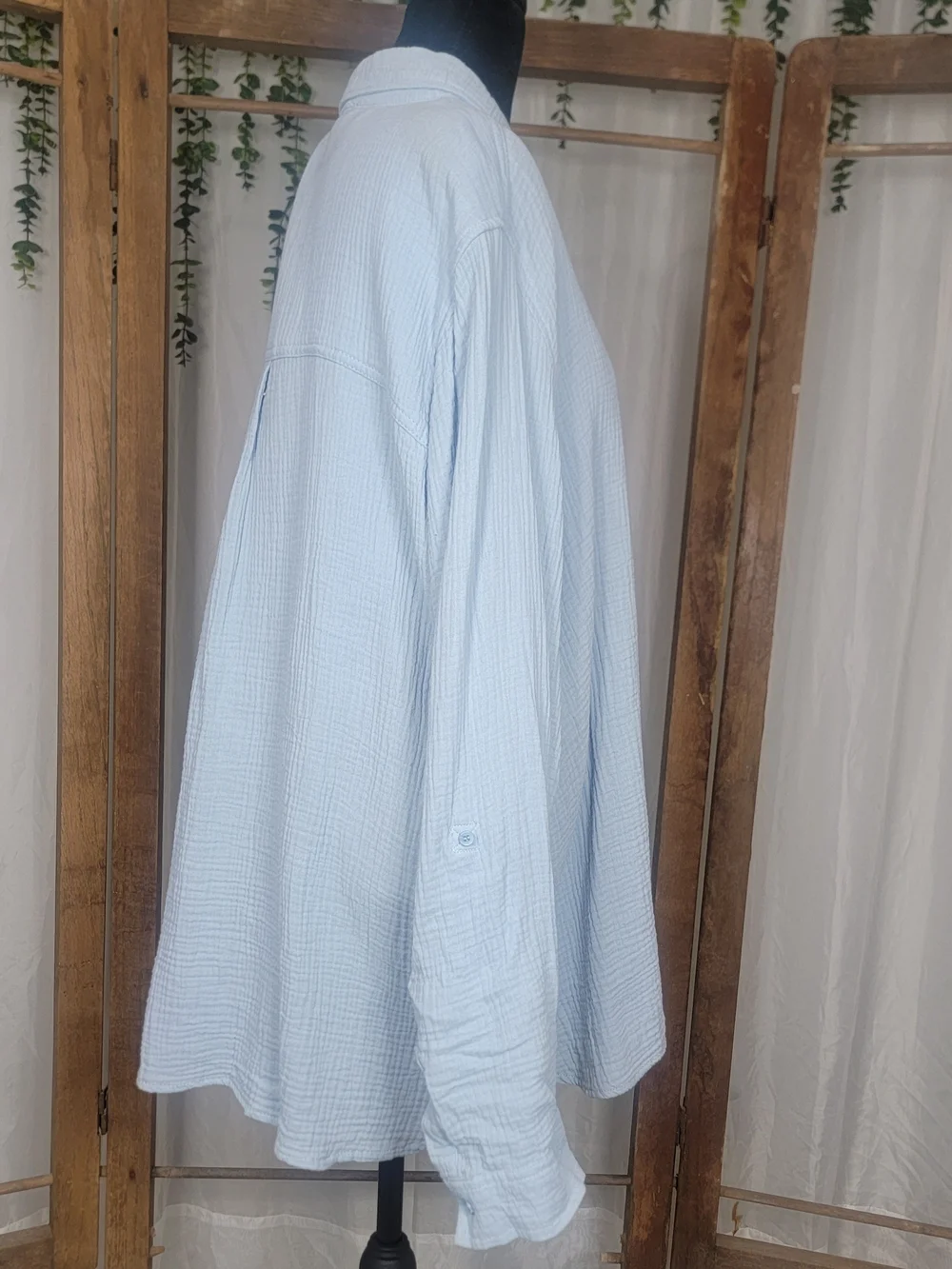 Anne Klein Light Blue Double Gauze Cotton Button Front Shirt XXL - Picture 5 of 8